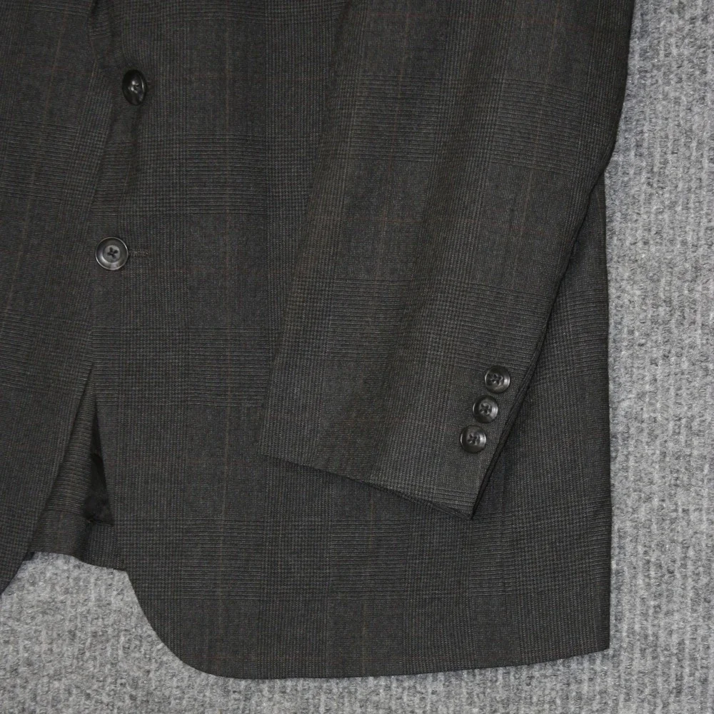 Vintage‎ Kingsridge Blazer Mens 42R Grey Plaid Custom Fabric Wool Office Attire